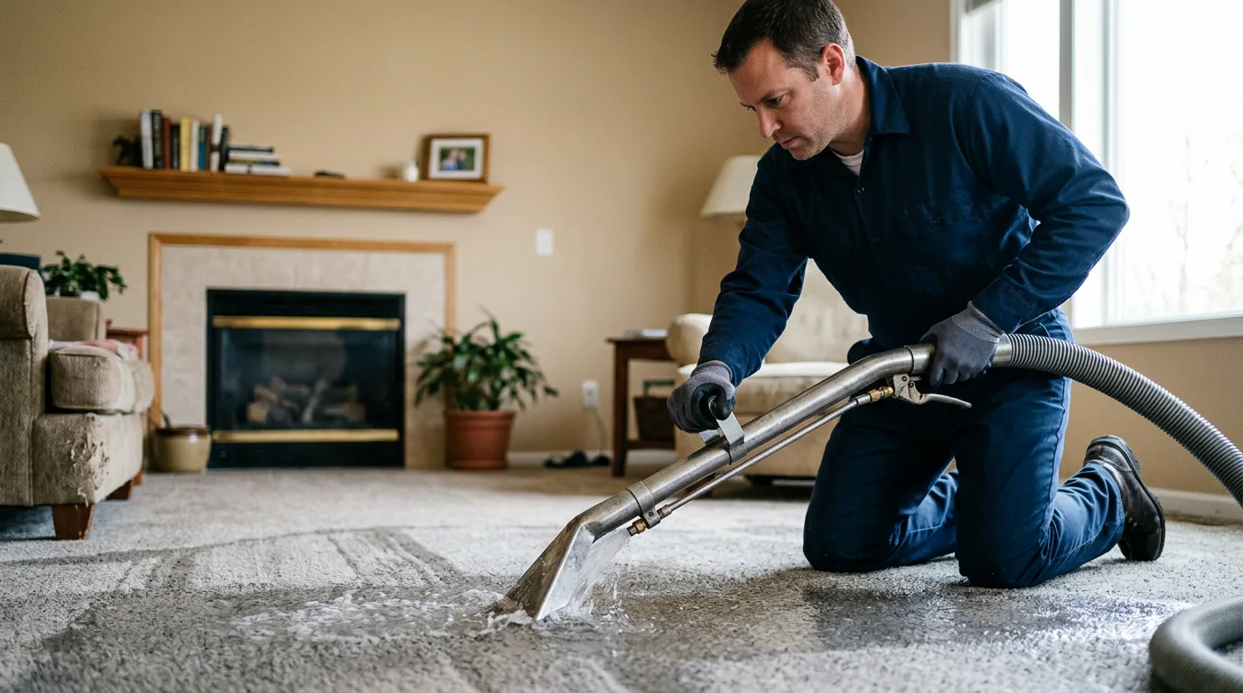 Water damage restoration technician working near Omer, MI
